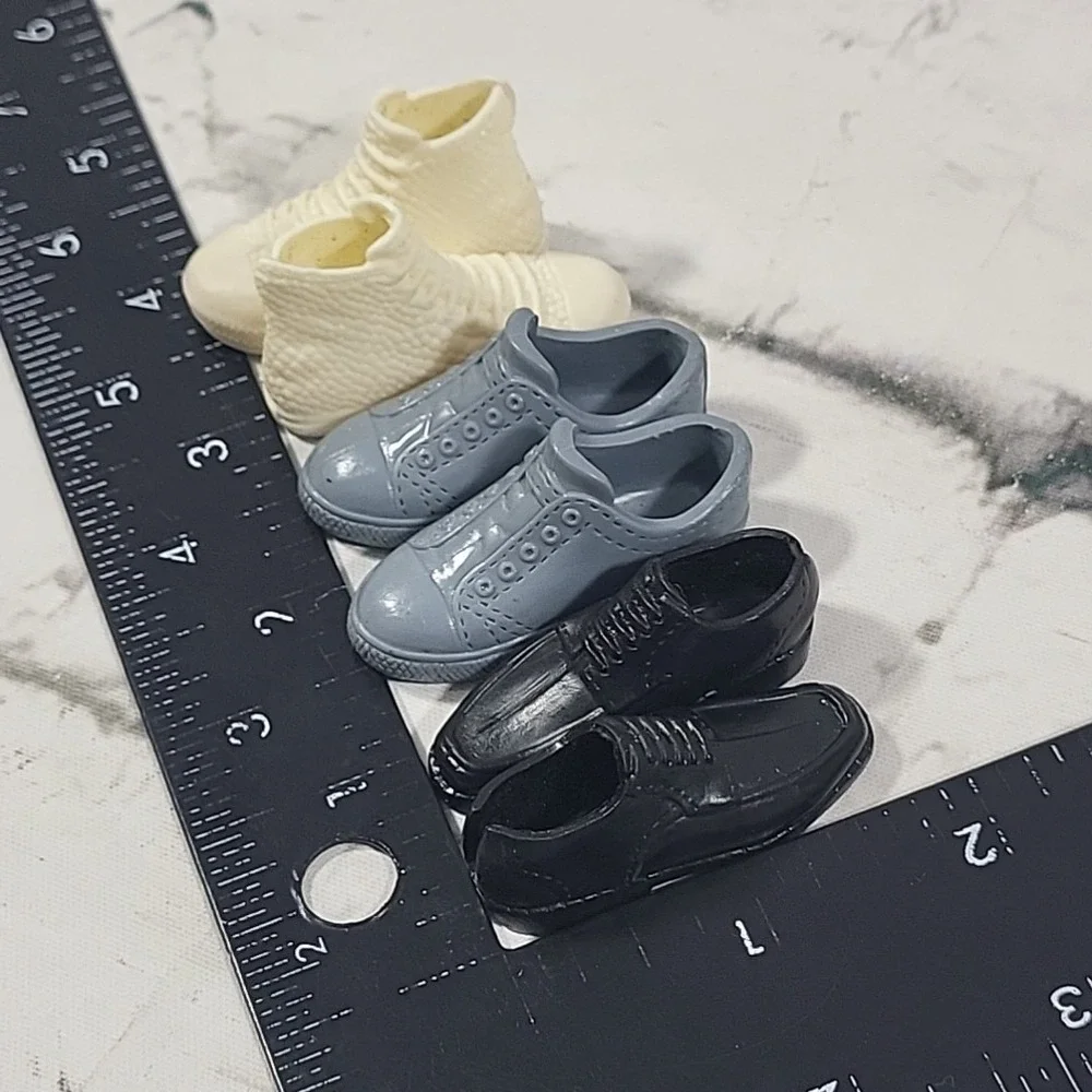Ken Boy Doll Shoes Lot Of 3 Pairs‎ Sneakers High-Tops Black Oxford Dress Shoes